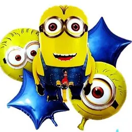 5 Pcs Foil Ballons Minions Birthday Party Decoratings