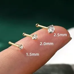 Gold Plated Small Cute Nose Ring & Nose Pin with White Stone – Hypoallergenic Threadless Design for Women