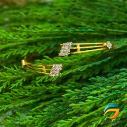 Gold Plated Guarantee Classic Round Single Circle Bangle Art Charm Bangles With stone for Women.