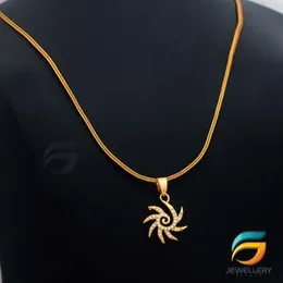 Gold Plated Chain With Pendant 18/24 inch 02MM Fox Chain with Star Sun Theme Pendant Necklace for Ladies & Girl-45cm