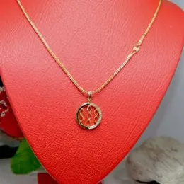 Gold Plated 2.2mm Fox Chain With Grille Pendant With White Stone For Women