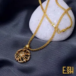 Gold plated New 2MM BISMARK Chain 18//24 Inch Short and long With Sun FLOWER Theme