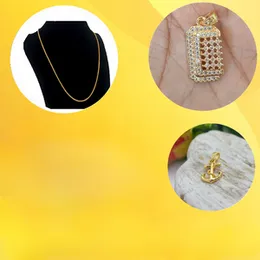 Gold-Plated Jewelry Set for Women â 02mm Bismark Chain, Anchor & Rectangle Stone Pendants â Stylish 18-inch Necklace Combo