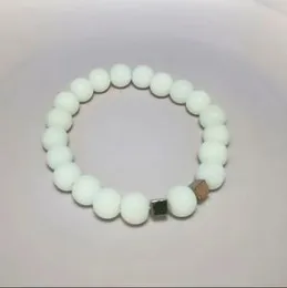Natural White Snow Aura Gemstone Round Beads Sample strand  Bracelet