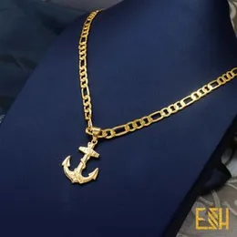 Gold Plated 24 Inch Long 4MM Lara Chain with Anchor Pendant for Gents (60cm)