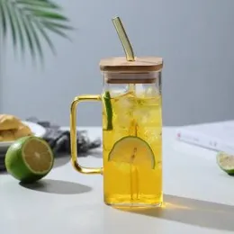 1 Pc Square Glass Cup With Handle - 370ml