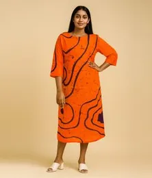 Orange with Dark Blue Premium Batik SV 01