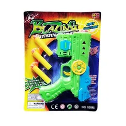 Blazing Dart Gun Includes 3 Soft Bullets Colors: Orange / Green Good Quality Value for money Ages: 3 years and above Package size: 24.5cm x 18.5cm Mad