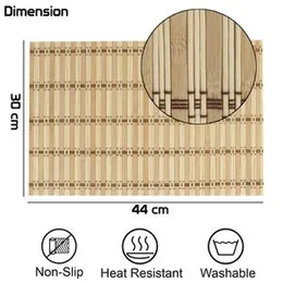 HOKIPO Reversible Bamboo Placemats Set of 4 Table Mats for Dining Table, 45x30 cm, (AR4055)