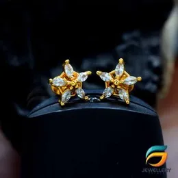 Gold Plated White Stone Earring Star Theme for Women earrings.