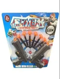 Kids shooting 2 guns with 6 plastic pistol.