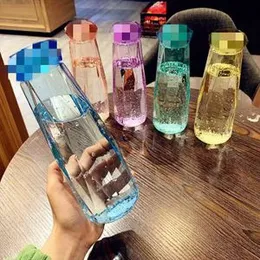 Diamond Shape Water Bottle Outdoor Sport Travel Glass Water Bottle Portable Leakproof Drinking Cup