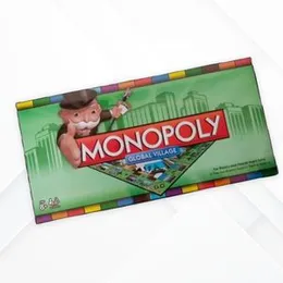 Monopoly Board Game with tokens, money, and various property cards - Global Village Edition for an immersive world travel experience