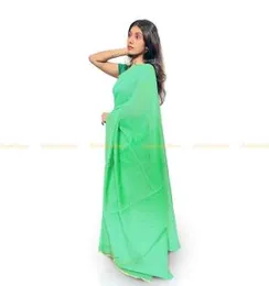 Jade Green With Gold Line Boarder ORGANZA COTTON