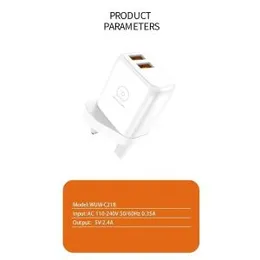 Wuw C218 2.4A Dual USB 3 Pin Fast Charging Adapter Dock