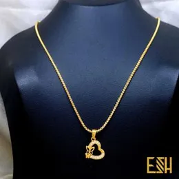 ESH Gold Plated Guaranteed 1.5MM New Trend Stylish Diamond Chain 18/24 Inch with Butterfly Heart Fixed Stone Pendant