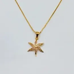 Gold Plated 1mm Box Chain With Stare Fish Pendant For Women.