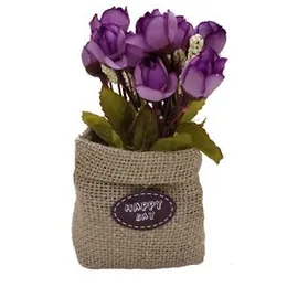 The Purple Tree Jute Artificial Flower Bunch (Multicolour)