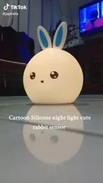 Cute Big Face Rabbit Silicone Night Light for Kids â USB Rechargeable Color-Changing Lamp for Toddlers & Babies â Soft Portable Bedside Nightlight