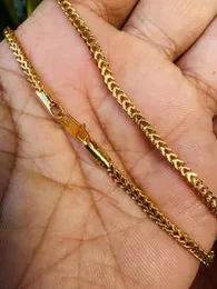 Gold Plated 2.5MM Singapore Square Fox Chain for Women & Men (18–24 Inch) – Without Pendant