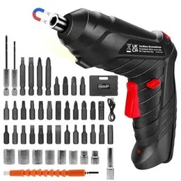 47-in-1 Cordless Screwdriver, 3.6V Rechargeable, 3Nm Max Torque, LED Light, Variable Speed, Ideal for Home DIY Projects