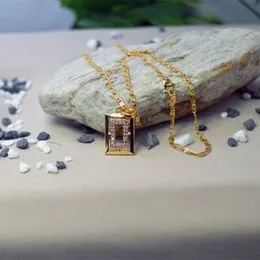 Gold Plated S Cut Link Chain & Double Box Pendant with White Crystal Stone 18 Inch Stylish Design Guaranteed Necklace