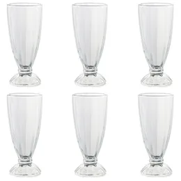 Six Milkshake Glasses Dessert Sundae Ice Cream Soda Tall American Style