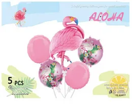 5 Pcs Flamingo Aloha Foil Balloon Pack - Pink Themed Birthday Party Balloons for Kids - Party Decorations Flamingo Design5 Pcs Flamingo Aloha Foil Bal