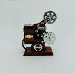 retro movie projector-style wind-up music box
