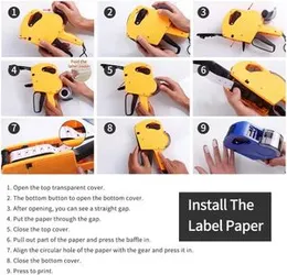 Yellow Price Labeler Gun for Office, Supermarket, and Retail Shops with Price Tag Rolls & Ink Roller