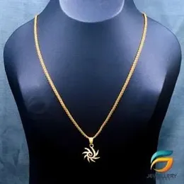 Gold Plated Chain With Pendant 18/24 inch 02MM Bismark Chain with Star Sun Theme Pendant Necklace for Ladies & Girl.