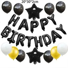 a set of "Happy Birthday" balloons for a celebration.