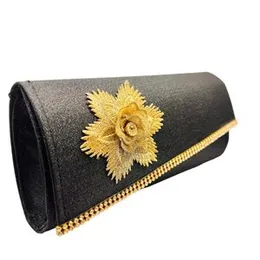 Gold Flower logo Silver Color Wedding Lady Satin Bags Lace chain Shoulder Bag Purse Party Girl Handbags