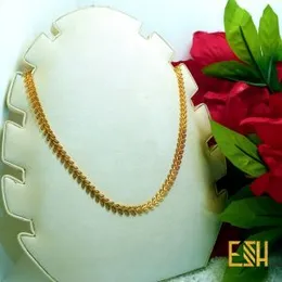 Gold Plated Rich Look Open Leaf Chain Necklace 6MM – 18/24 Inch Stylish Design for Women & Girls