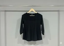 Womenâs Elegant 3/4 Sleeve Cotton-Blend Checkered Top | Solid Color with Button Detail â Multiple Colors Available