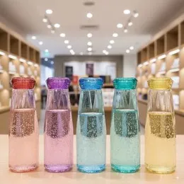 Diamond Cap Leakproof Glass Travel Water Bottle â Colored, Reusable, BPA-Free, Portable blue , yellow, green, purple 420ml