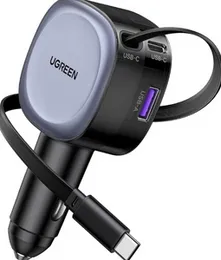 UGREEN Type-C+USB 75W Car Charger with Retractable Cable - 55653