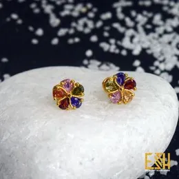 Gold Plated Stylish Oval Cut Multi-Stone Earrings for Women & Girls
