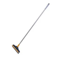 Floor Scrub Brush with Window Squeegee, 2 in 1 Floor Scrape Brush, 120 Degrees Rotatable Long Handle,