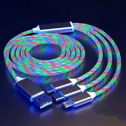 LED Flowing Light Up Charger Cable Multicolour, Multi Charging Cable,Micro Type-C Charging Cable for Phones,USB-C Fast USB Charger Cord