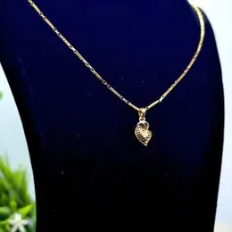 Gold Plated 1mm New Model Box Chain With Heart Pendant With White Stone For Women.
