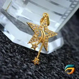 Gold Plated Pendant Medium Star Vaalmiki Pendant With White Stone Fashion Stylish Rich Look Pendant For Women.