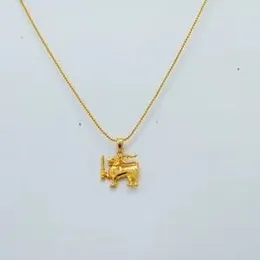 22kt Plated 1mm Box Chain Lion Casting Pendant for Women.