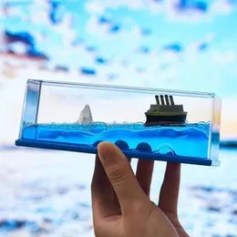 Antique Titanic Simulator Toy | Liquid Wave Boat Ornament, Desk Decoration, Car Paperweight, Blue Love Edition