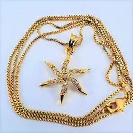 Gold Plated Guaranteed 01MM New Trend Stylish Box Chain 18/24 Inch Beautiful Design With Jasmine Flower Theme Fixed Stone Pendant