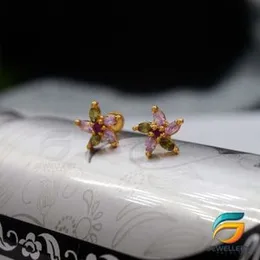 Gold Plated Multi colour Earring Flower Theme for Women Beautiful earring.