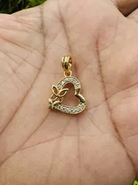 Gold Plated Cute Heart & Butterfly Theme Pendant with White Stone for Women & Girls