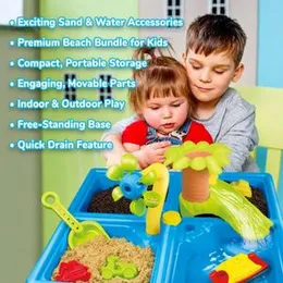 Classic Sand & Play Kids Sand and Water Table, 24-Piece Set, Fun Activity Center for Toddlers with Plastic Molds, Scoop, Waterfall and Leak-Free Tray,