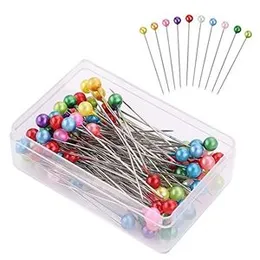 100 pieces High Quality Positioning Needles DIY Sewing Tools Accessory Patchwork Locating Pearl Light Straight Colorful White Pins
