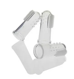 Baby Finger Toothbrush & Tongue Cleaner - Liquid Silicone Pacifier Apple Bear